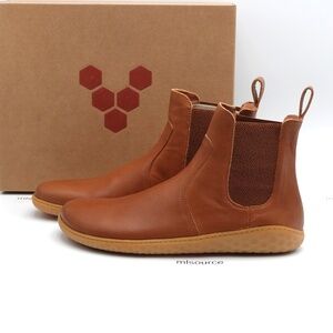 NEW Women's VivoBarefoot Geo Chelsea Barefoot Leather Boots Tan